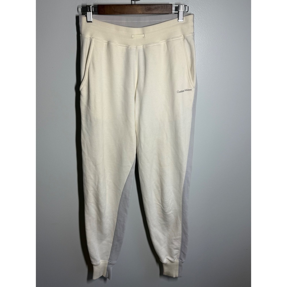 Outdoor Voices Mens CloudKnit Joggers Cream Grey Two Tone Sweatpants Size M